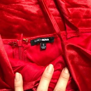 Red fashion nova dress.